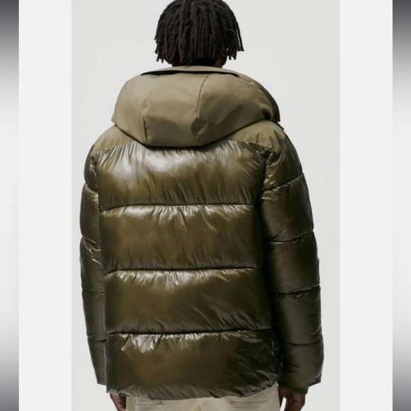 Zara Men's Khaki Contrast Puffer Jacket Size S - Picture 2 of 14